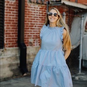 Flouncy periwinkle dress from Moodie